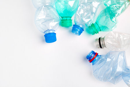 Empty colorful plastic bottles are recyclable waste