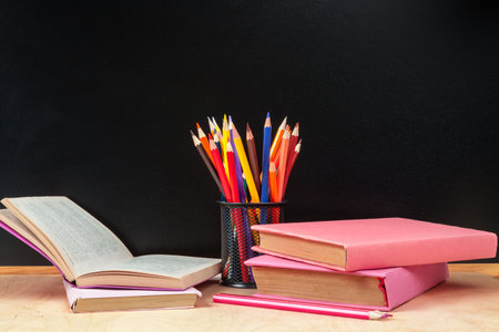 back to school template design, with school supplies and space for text