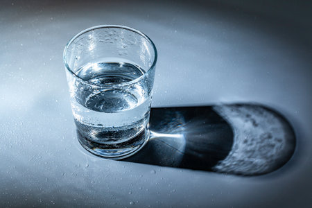 Close up of a glass with mineral waterの写真素材