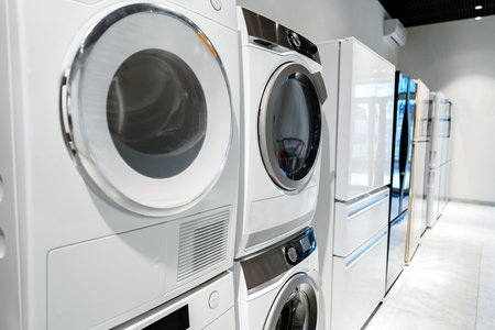 Washing machines and drying machines home appliance retail store showroomの写真素材