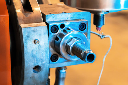 Industrial automotive machine tool equipment parts details close upの写真素材