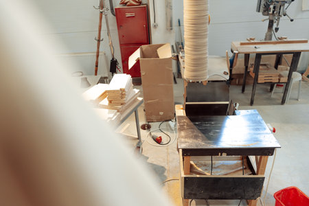 Interior of large workshop of contemporary furniture factoryの写真素材