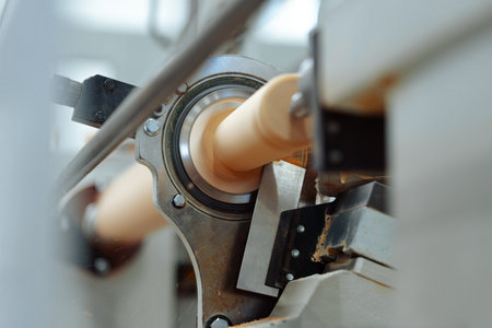 Process of making balusters from wood in furniture manufactureの写真素材