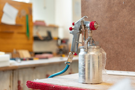 Glue spray gun for making upholstered furnitureの写真素材