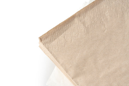 Stack of paper napkins on white backgroundの写真素材