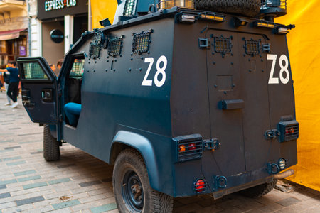 ISTANBUL, TURKEY - APRIL 1, 2022: Turkish police patrol car on the street of Istanbul