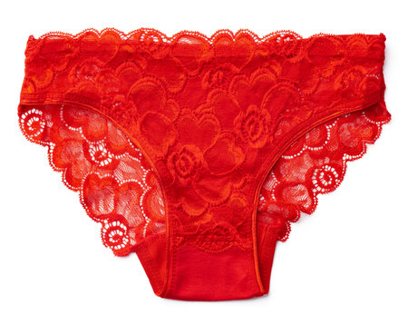 Classic lace womens panties isolated on white backgroundの写真素材