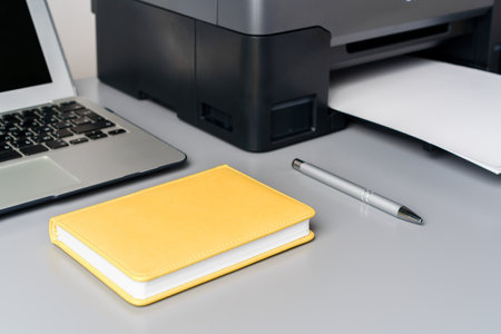 Close up of modern printer in the office