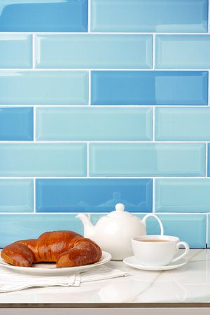 Fresh pastry bakery on table kitchen backgroundの写真素材