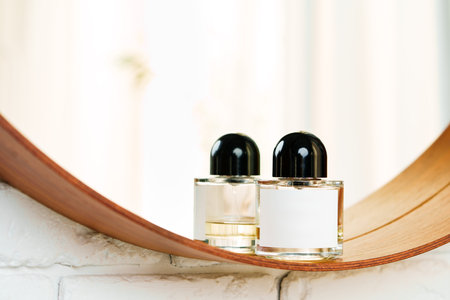 Perfume bottle in a modern bathroom close up