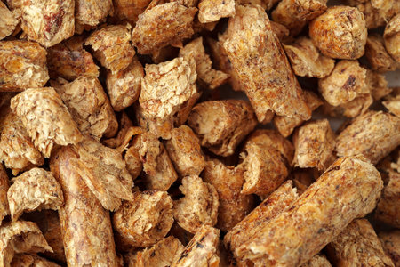 Wooden filler for cat litter close up for background
