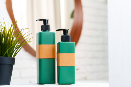 Soap dispenser container n the bathroom close upの写真素材