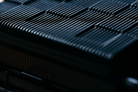 Cooler fan grille of computer power supply close upの写真素材