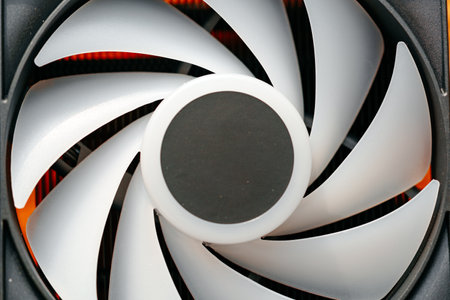 Close up of a cooler computer fanの写真素材