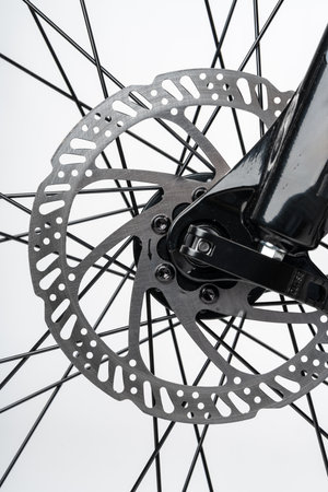 Bicycle wheel isolated over white background close up