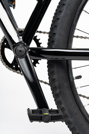 Bicycle wheel isolated over white background close up