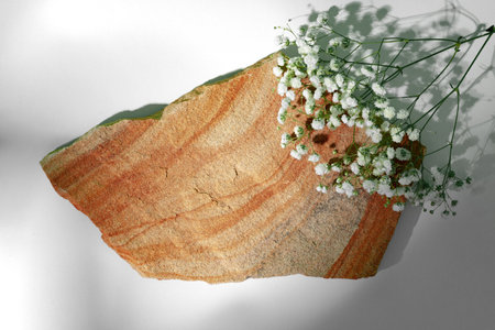 Granite stone display on white background studio shot