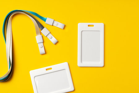 Blank badge with string on yellow background
