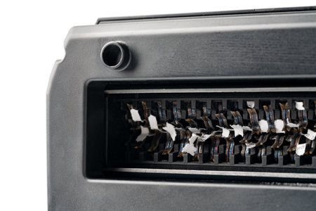 Office paper shredding machine device close upの写真素材