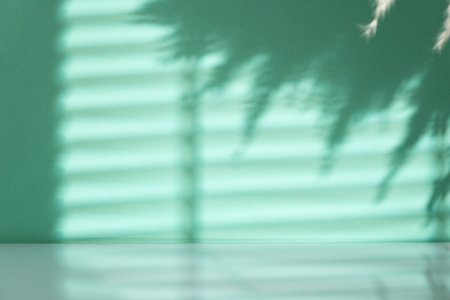 Mint blue wall with shadows for background