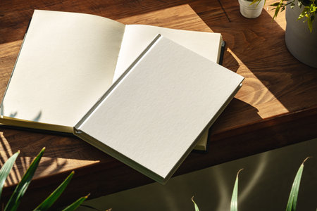 Books by the window on wooden windowsill in sunlightの写真素材