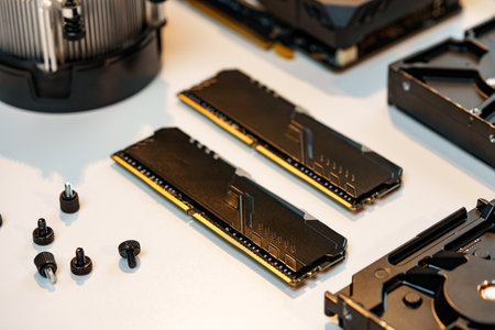 Computer parts of processing unit close up