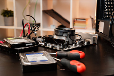 Computer parts of processing unit close upの写真素材