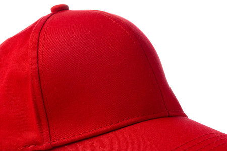 Red Baseball Cap on White Backgroundの写真素材