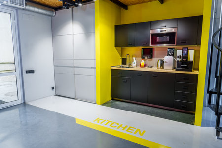 Photo of kitchen area in modern officeの写真素材