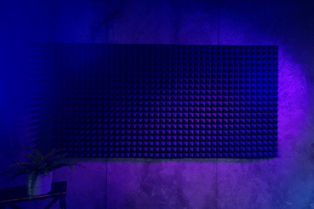 Sound absorbing sponge wall in sound studioの写真素材
