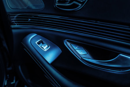 Car door inside the luxury modern car close upの写真素材