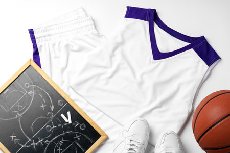 Basketball uniform on white background top viewの写真素材