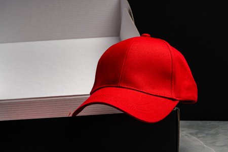 Baseball cap against black background studio shotの写真素材