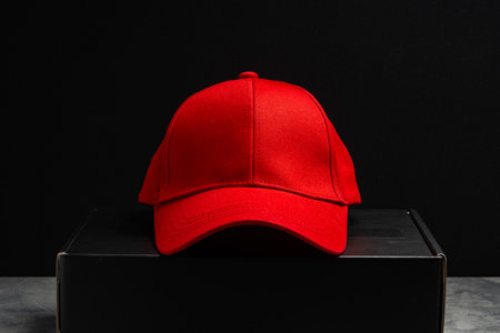 Baseball cap against black background studio shotの写真素材