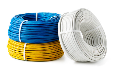 Three Spools of Electrical Wire on White Background