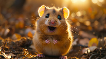 Happy Hamster In Autumn Sunlightの素材