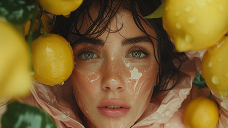 Woman Covered in Lemon Juiceの素材