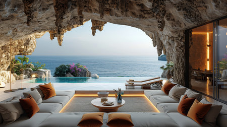 Modern Secluded Cliffside Villa With Infinity Pool and Ocean Viewの素材