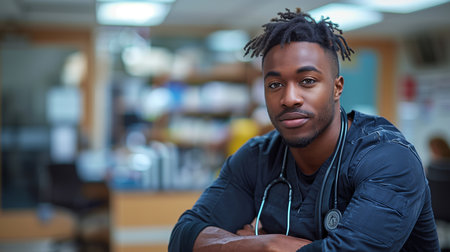 Young Male Healthcare Professional Concentrating on Patient Care in Hospital Environment During Daytimeの素材