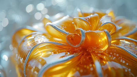 Delicate Handcrafted Orange Glass Sculpture With Intricate Ribbon Detailing Inspired by Natureの素材