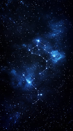 The night sky filled with shimmering stars and constellations under a deep blue cosmosの素材