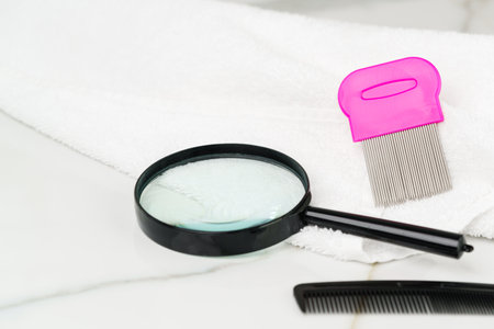 Comb for lice treatment on a Countertop