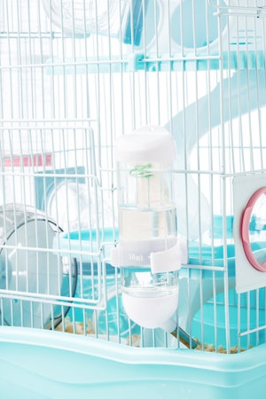 Pet cage showcases a neat design and easy access for small animals in a bright settingの写真素材