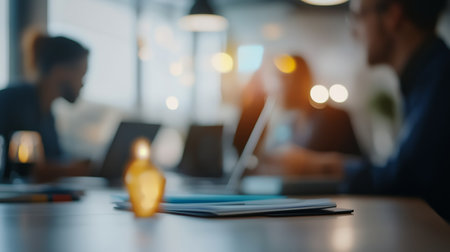 Collaborators engage in creative brainstorming session at modern workspace during daytime hoursの素材