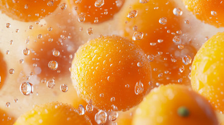 Fresh oranges splashing in water create a vibrant scene of juicy fruitの素材