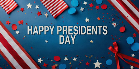Celebrating Presidents Day with festive decorations and vibrant colors for a cheerful holiday spiritの素材