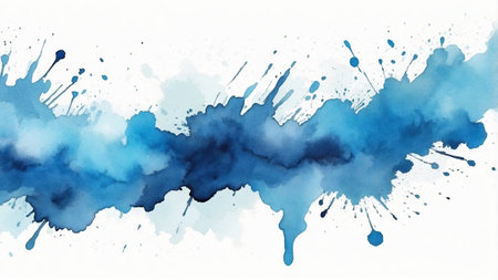 Vibrant blue watercolor splash illustrating creativity and artistic expression in a fluid designの素材