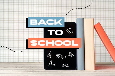 Back to school preparation with notebooks and tablet for learning activities and study plans