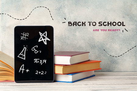 Back to school preparation with learning tools and educational materials on a desk