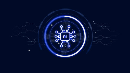 Neon circuit design featuring artificial intelligence in a futuristic setting
